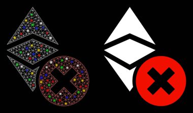 Parlak Ağ 2d Yanlış Ethereum Işık Noktalı Klasik Simgesi