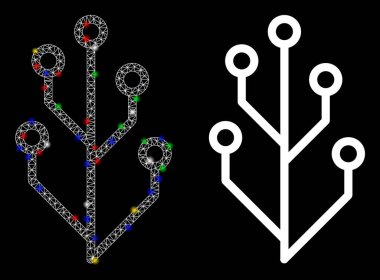 Işıldayan Ağ 2d Yüksek Teknoloji Ağaç Simgesi