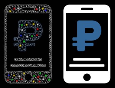İşaret Fişeği Lekeli Ağ Gövdesi Rouble Mobil Ödeme Simgesi