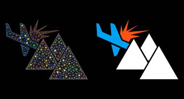 Parlak Ağ Kablo Uçak Çerçevesi Dağ Alev Noktaları ile Simgeyi Çökertti