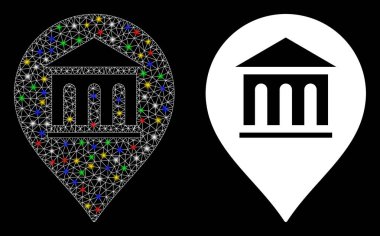 Parlak Izgara 2d Müze İşaretleyici Simgesi ile Flash Noktaları