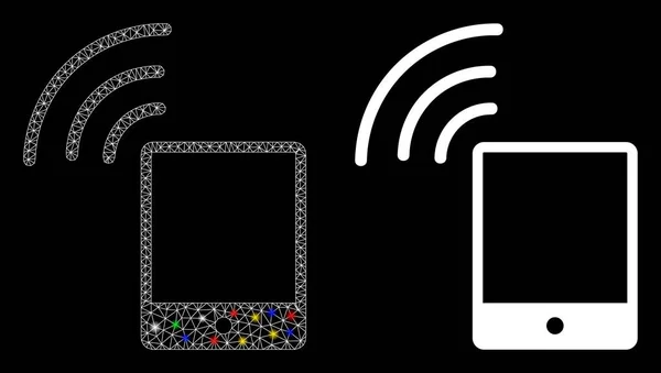 Flare Mesh Network Smartphone Wi-Fi Signal Icon with Flare Spots — Stockový vektor