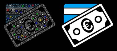 Işıl ışıl parlayan 2d Euro Para Kredi Kartı Simgesi Benekli