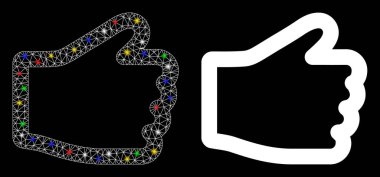 Parlak Izgara Ağ El Simgesi ve Fişek Noktaları