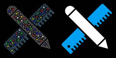 Fişek Kablosu Çerçeve Cetveli ve Kalem Tasarım Araçları Simgesi