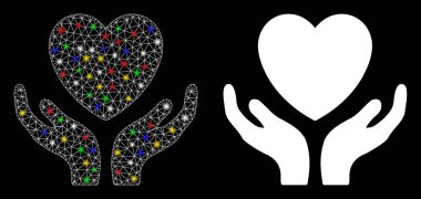 Işıl ışıl yanan iskelet, aşk kalp bakımı, alev lekeli ikon.