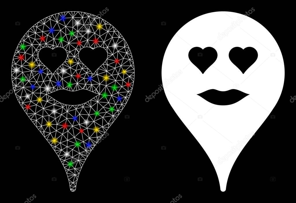 Bright Mesh 2D Lady Love Smiley Map Marker Icon with Light Spots