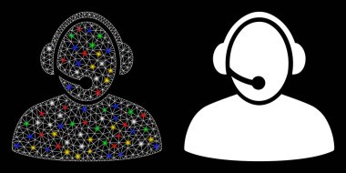 Işık Noktalı Parlayan Ağ Çağrı Merkezi Simgesi