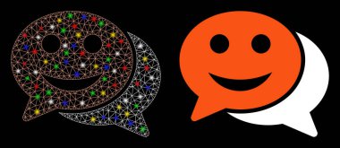 Parlak Ağlı Mutlu Sohbet Simgesi Fişek Benekli