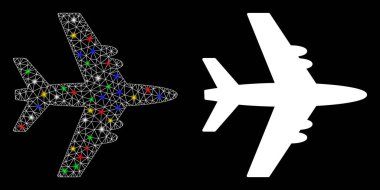 Flaş Noktalı Parlak Örgü Kabartma Uçak Simgesi