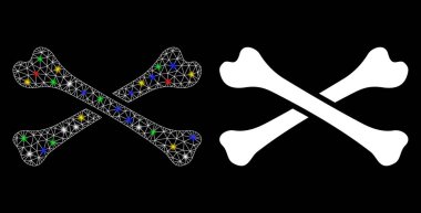 Işık Noktalı Parlak Izgara Ağı Kemik Simgesi