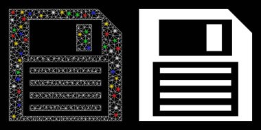 Parlak Ağ Kablo Çerçevesi Disket Simgesi Flare Benekli