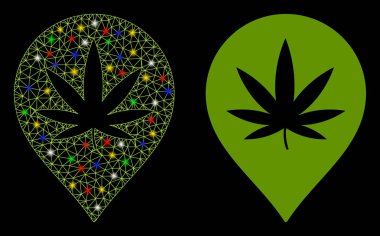 Parlak Ağ Gövdesi Kenevir Haritası İşaretleyici Simgesi Benekli