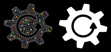 Parlak Ağlı Kablo Çerçeve Çarkı Döndürme Yönlendirme Simgesi Fişek Benekli