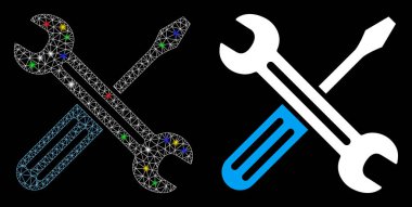 Fişek kablosu çerçeve anahtarı ve işaret fişekli tornavida simgesi