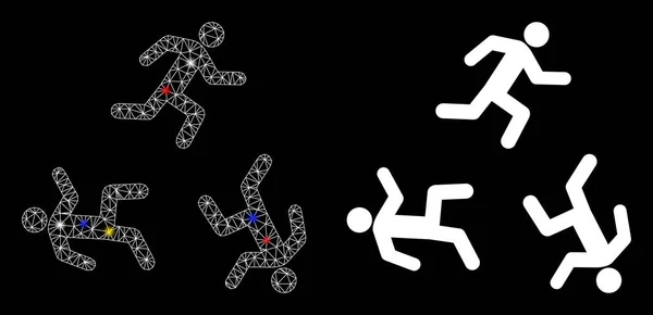 Fişek Ağı 2d Koşan Erkekler Dolaşım Simgesi Fişek Benekli — Stok Vektör