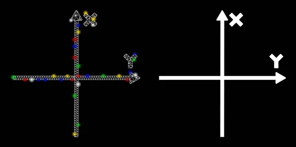 Maille de torche Les axes cartésiens 2d Icône avec taches de torche — Image vectorielle