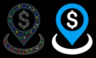 Parlak Ağlı Kabartma Dolarlık Yerleştirme Simgesi Flash Noktaları