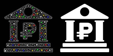 Ağ 2d Rouble Bank Bina Simgesi Fişek Benekli