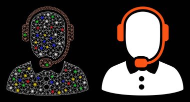 Parlak Ağlı Kabartma Çağrı Merkezi Operatörü Simgesi Flash Benekli Simge