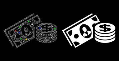 Işıl ışıl 2d Para Nakit Simgesi Fişek Benekli