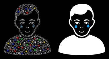 Fişek örgüsü çerçeveli, ağlayan çocuk simgesi ve Flash Spots