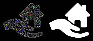 Parlak Ağ Kablo Çerçevesi Flash Benekli El Sunucu Simgesi