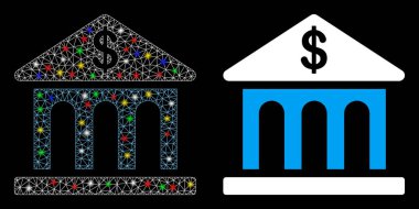 Işıl ışıl yanan benekli ağ iskelet banka binası simgesi