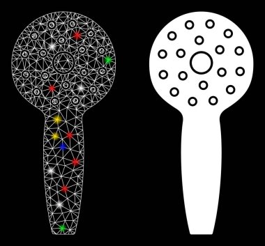 Parlak Ağlı Duş Başlığı Simgesi Flaş Noktalarıyla