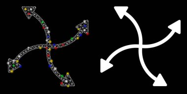 Parlak Kablo Çerçevesi Girdap Okları Simgesi ile Işık Lekeleri
