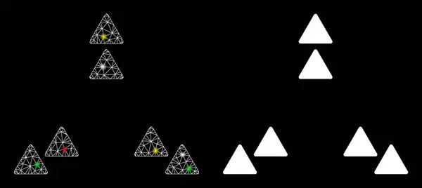 Bright Mesh Network Flytta ut trianglar ikonen med ljus fläckar — Stock vektor