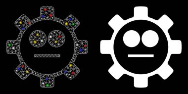 Parlak Ağ 2d Teçhizat Tarafsız Gülücük Simgesi Flash Spotlu