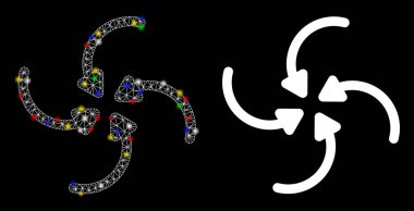 Fişek Kabuğu Girdabı Oklar Simgesini Alev Noktalarıyla Çarpıştırır