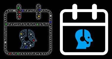 Işıldayan Ağ Kablo Çerçevesi Operatörü Işık Noktalı Gün Simgesi