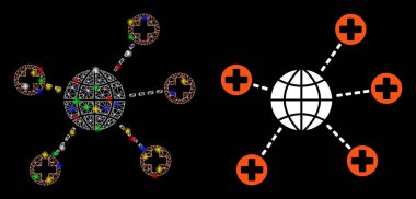 Fişek Kablosu Küresel Tıbbi Bağlantı Simgesi ile Alev Lekeleri