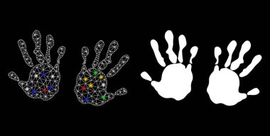 Ağ 2d El Yazdırma Simgesini Işık Noktalarıyla İşaretle