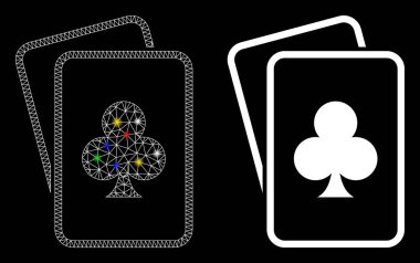 Parlak Izgara Ağı Kulüpleri Kumar Kartları Simgesi Lekeli Simge