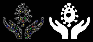 Fişek Ağları Biyoteknoloji Bakım Elleri Işık Noktaları ile Simge