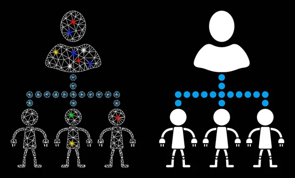Cadre de fil de maille brillant Gérer l'icône Androids avec des taches lumineuses — Image vectorielle