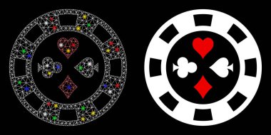 Parlak Izgara Ağı Poker Kumarhanesi Fişek Benekli Cipsi Simgesi