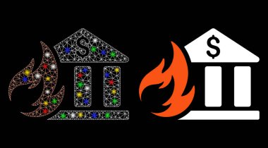 Parlak Ağlı 2d Banka Yangını Afet Simgesi Işık Noktalı