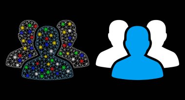 Parlak Ağ Kullanıcı Grubu Simgesi Flash Spotları ile Parlayan Ağ