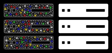 Flaş Noktalı Parlak Kablo Çerçevesi Veri Depolama Simgesi