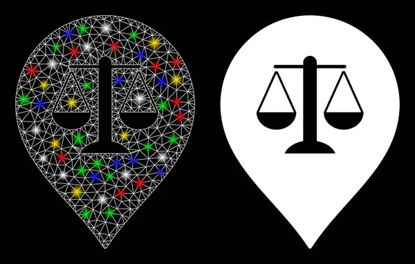 Fare Mesh Дріт Рамка Справедливість Вага Маркер значок зі світлими плямами — стоковий вектор