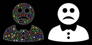 Parlak Ağlı Çerçeve Üzgün Çocuk Simgesi Fişek Benekli