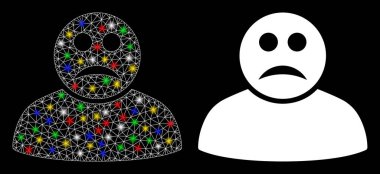 Fişek Kablosu Çerçevesi Üzgün Kişi Simgesi Fişek Benekli