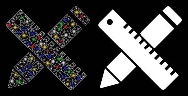 Parlak Ağlı Kalem ve Cetvel Tasarım Araçları Simgesi