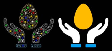 Parlak Ağlı Altın Yumurta Bakımı Elleri Benekli Simge