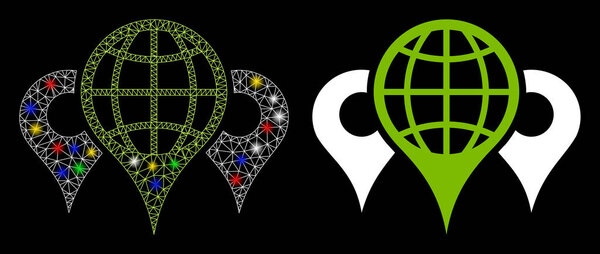 Flare Mesh Network Locations Icon with Flare Spots
