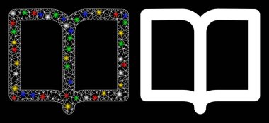 Parlak Kablo Çerçevesi Işık Lekeleri ile Açık Kitap Simgesi